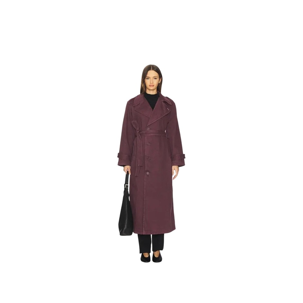 Icon Denim LA Snow PT2020 Cherry Burgundy Oversized Cotton Overcoat Jacket M